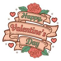 Happy Valentines Day with Ribbon and roses vector