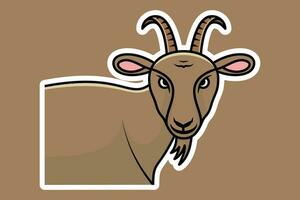 Cute Goat Animal Sticker design vector illustration. Animal object icon concept. Farm animal goat cartoon character sticker design. Eid Mubarak icon concept.