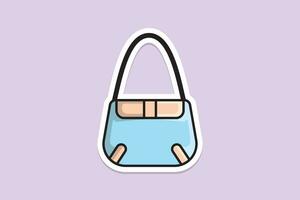 mujer Moda embrague cuero bolso o bolso pegatina diseño vector ilustración. belleza Moda objetos icono concepto. moderno estilo noche bolso pegatina diseño logo icono.