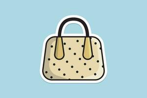 Luxury Women Handbag or Purse sticker design vector illustration. Beauty fashion objects icon concept. Ladies bright leather bag, female fashion accessories sticker design logo icon.