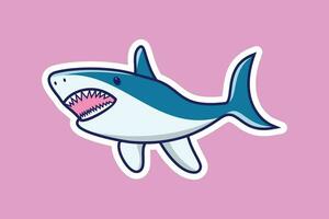 Beautiful Shark Fish sticker design vector illustration. Animal nature icon concept. Shark fish cartoon mascot character sticker design logo.