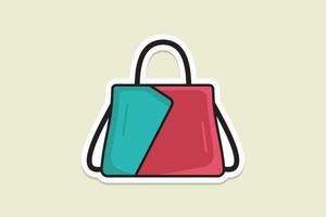 elegante rojo y azul color bolso o bolso pegatina diseño vector ilustración. belleza Moda objetos icono concepto. mujer bolso en único estilo pegatina diseño icono logo.