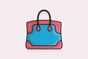 hermosa mujer bolso o bolso pegatina diseño vector ilustración. belleza Moda objetos icono concepto. de moda plano Moda bolso pegatina diseño logo icono.