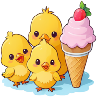 AI generated Cute Baby Chicks Sticker png