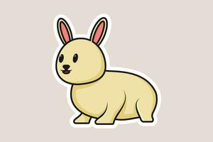 linda bebé Conejo sentado dibujos animados pegatina vector ilustración. animal naturaleza icono concepto. gracioso peludo blanco liebres, Pascua de Resurrección conejitos sentado pegatina vector diseño con sombra.