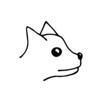 sencillo mano dibujado vector bosquejo en negro describir. dibujos animados garabatear perro cabeza en perfil aislado en blanco antecedentes. para etiquetas, pegatinas, logotipos, veterinarios, mascota historias.