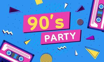 90s retro poster. 90s and 80s background design. 90s style vintage banner. Vector illustration