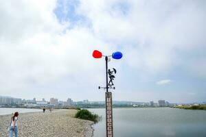 Wind pointer on beach of Novorossiysk Aleksino. photo