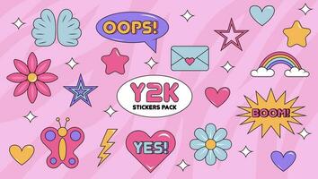 Sticker retro y2k pack set vector