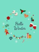 Hello winter card vector