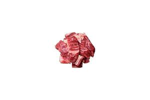 Fresh juicy raw beef slices with salt and spices photo