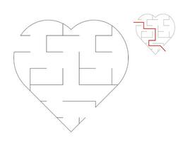 Heart Maze, a puzzle game with mazes.  A maze game. A maze with answers. vector