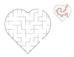 Heart Maze, a puzzle game with mazes.  A maze game. A maze with answers. vector