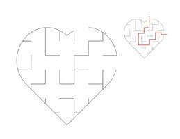 Heart Maze, a puzzle game with mazes.  A maze game. A maze with answers. vector