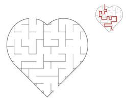 Heart Maze, a puzzle game with mazes.  A maze game. A maze with answers. vector