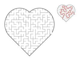 Heart Maze, a puzzle game with mazes.  A maze game. A maze with answers. vector