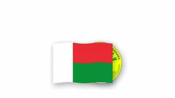 Madagascar Animé vidéo élevage le drapeau et emblème, introduction de le Nom pays haute résolution. video