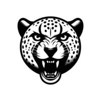 dinámica elegancia leopardo cabeza silueta icono en vector ilustración