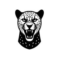 dinámica elegancia leopardo cabeza silueta icono en vector ilustración