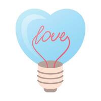 Heart shaped light bulb on white background vector