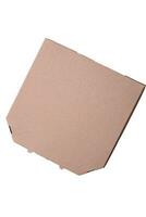 vacío cartulina rectangular marrón caja para entrega de delicioso Pizza foto