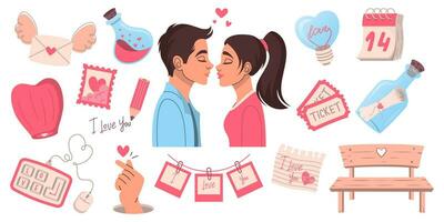 Set of illustrations for Valentine's Day vector