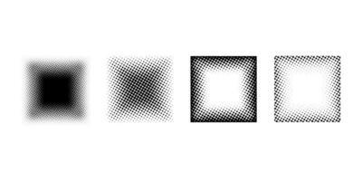 Set of Abstract Halftone Rectangle Design Elements. vector