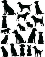 vector, isolated black silhouette of a dog, collection vector