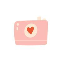 cámara con corazón. símbolo de amar, romance. diseño para San Valentín día. vector