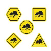 Storm warning. Yellow warning sign of the storm. Vector illustration