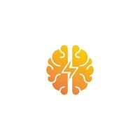 Fast thinking, Lightning brain, smart. Vector logo icon template