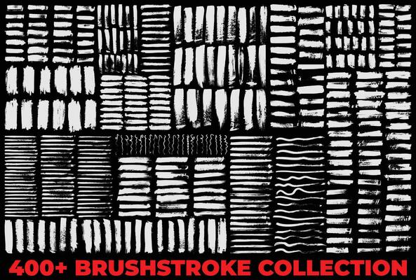 Mega Collection of vector hand drawn brush strokes and stains. Ink splatters, grungy painted lines, artistic design elements. waves, circles, triangles. Vector paintbrush set