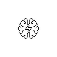 Fast thinking, Lightning brain, smart. Vector logo icon outline template