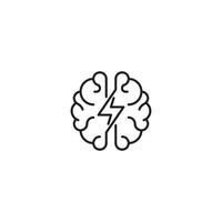 Fast thinking, Lightning brain, smart. Vector logo icon outline template