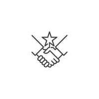 estrella camaradería, apretón de manos estrella. vector contorno icono ilustración