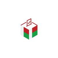 Madagascar election concept, democracy, voting ballot box with flag. Vector icon illustration