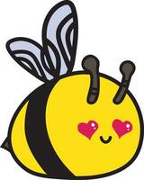 un dibujos animados abeja con un corazón en sus cara vector