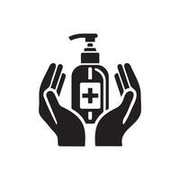 Hand sanitizer symbol. The isolated vector icon on a white backdrop