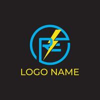 RE initial circle and electric icon logo design vector