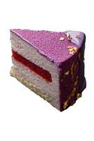 Delicious fresh sweet mousse cake with berry filling photo