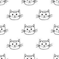 Seamless pattern with cat muzzle doodle for decorative print, wrapping paper, greeting cards, wallpaper and fabric vector