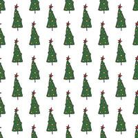 Seamless pattern with geometric minimal scandinavian Christmas tree doodle for decorative print, wrapping paper, greeting cards and fabric vector