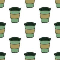 Seamless pattern with cute cup of tea or coffee doodle for decorative print, wrapping paper, greeting cards, wallpaper and fabric vector