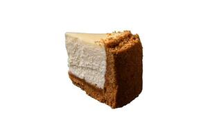 delicioso dulce tarta de queso pastel en texturizado hormigón antecedentes foto