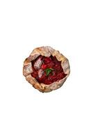 Delicious fresh sweet homemade rustic style strawberry tart photo