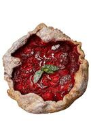 Delicious fresh sweet homemade rustic style strawberry tart photo