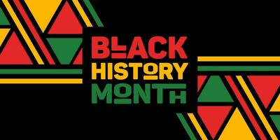 Black History Month. Horizontal bright banner. Lettering with ethnic abstract pattern. African American. February. The concept, struggle for equality. For website, poster, flyer. Vector illustration.