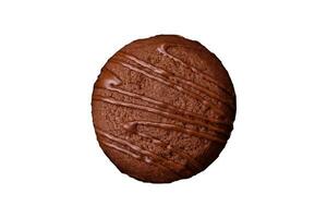 Delicious sweet chocolate cookies on a black ceramic plate photo