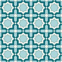 Arabic geometric mosaic printable seamless pattern with abstract Moroccan print in blue and orange colors. Ramadan Kareem Traditional Islamic art Illustration background vector