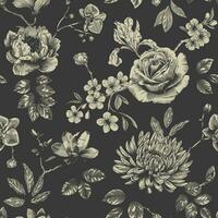 resumen moderno floral sin costura modelo con mano dibujado flor en toile Delaware alegría estilo. retro elegancia repetir impresión. Clásico diseño para tela, fondo de pantalla o envase vector